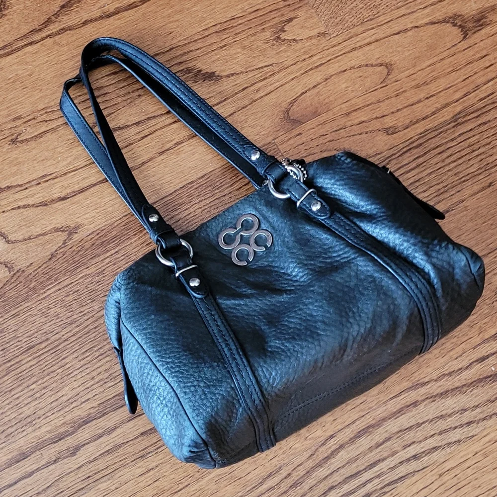 Coach "Julia" Black Leather Satchel with Silver Hardware - Picture 9 of 15